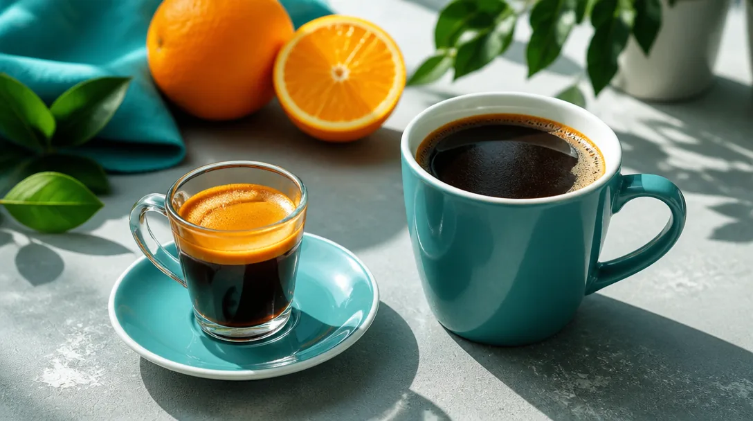 Närbild på nybryggt kaffe som hälls i en kopp